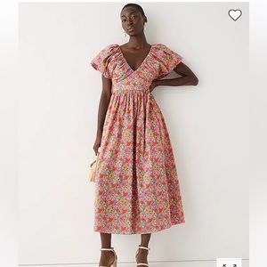 J. Crew Collection bow-back puff-sleeve dress in Liberty® Meadow Song fabric